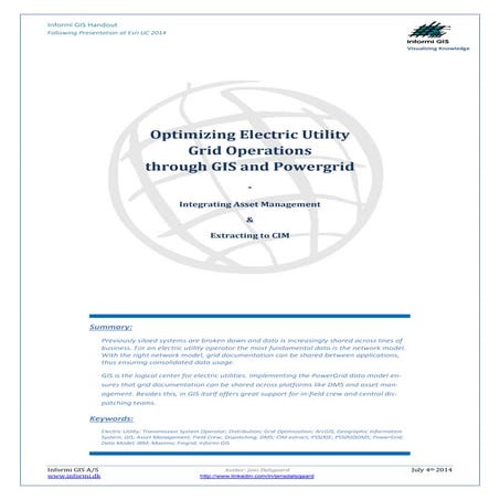 Informi GIS hand-out used in connection with presentation at Esri UC 2014