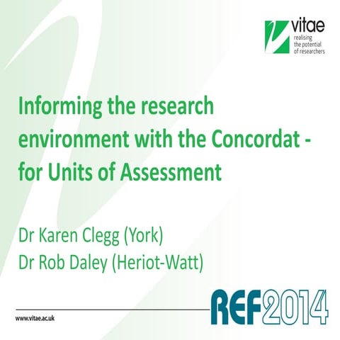 Informing the research environment with the Concordat for Units of Assessment