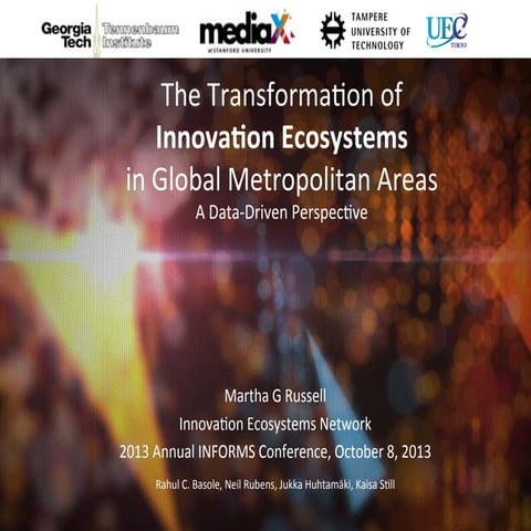 The Transformation of Innovation Ecosystems in Global Metropolitan Areas A...