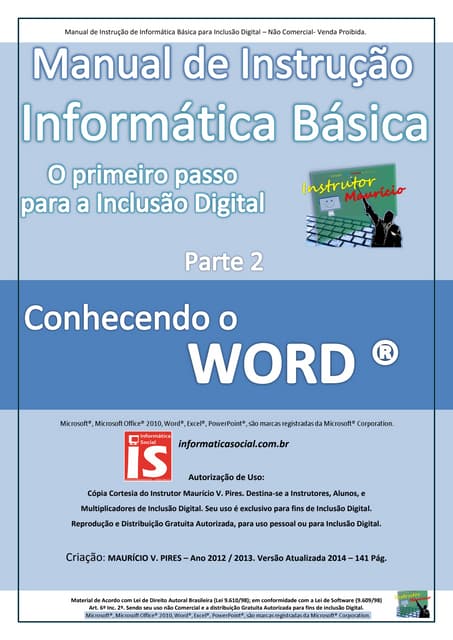 Informática Básica parte 2 -  Conhecendo o Word 2010 - Inclusão Digital -  In...