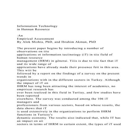 Infornnation Technologyin Hunnan ResourceAnEmpirical .docx