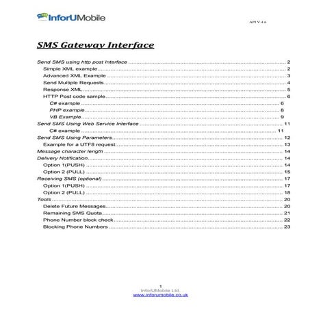 InforUMobile SMS API