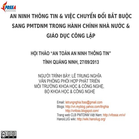 An ninh thông tin và chuyển đổi sang phần mềm tự do nguồn mở
