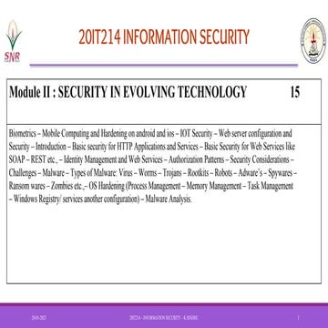 INFORMATION SECURITY (SECURITY IN EVOLVING TECHNOLOGY)02 | PDF