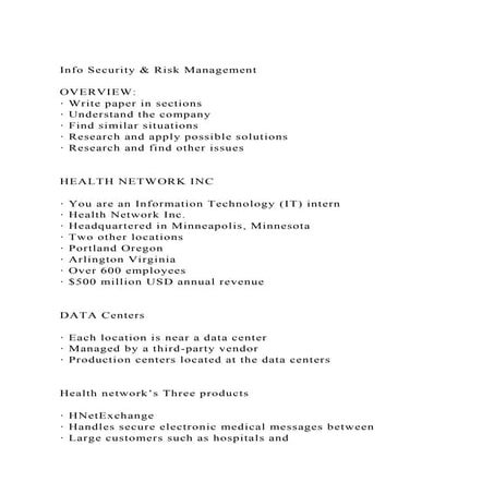 Info Security & Risk ManagementOVERVIEW· Write paper in sec.docx