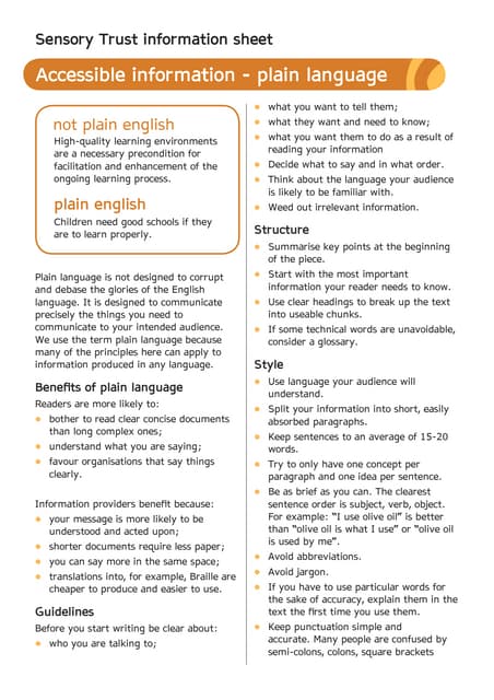 Plain Language - Sensory Therapy Gardens Fact Sheet