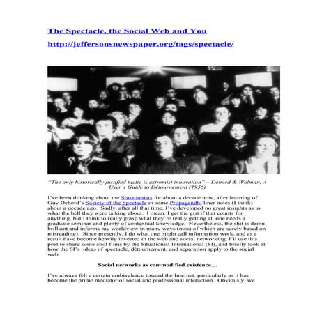 Info society and the spectacle