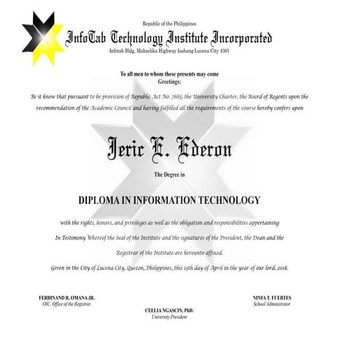 INFORMATION TECHNOLOGY DIPLOMA IN COLLEGE | PDF