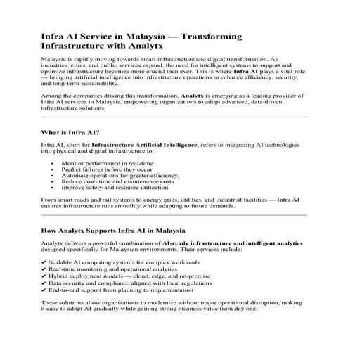 Infra AI Service in Malaysia — Transforming Infrastructure with Analytx ...