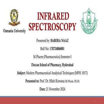 INFRARED SPECTROSCOPY in Modern Pharmaceutical Analytical Techniques.pptx