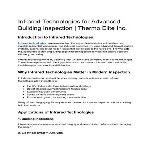 Infrared Technologies for Advanced Building Inspection _ Thermo Elite ...