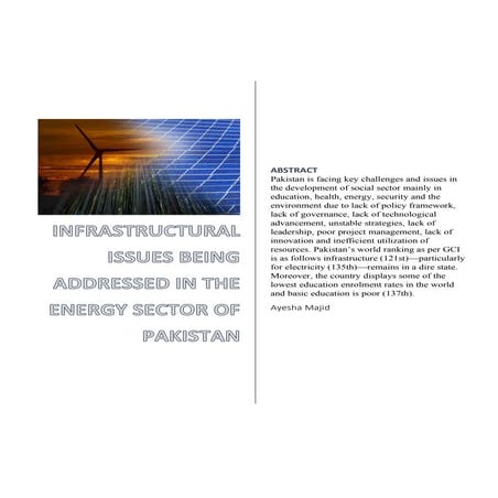 Infrastructural issues being addressed in the energy sector of pakistan