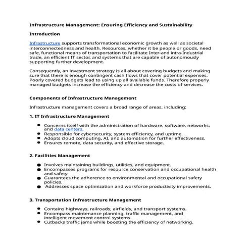 Infrastructure Management: Ensuring Efficiency and Sustainability