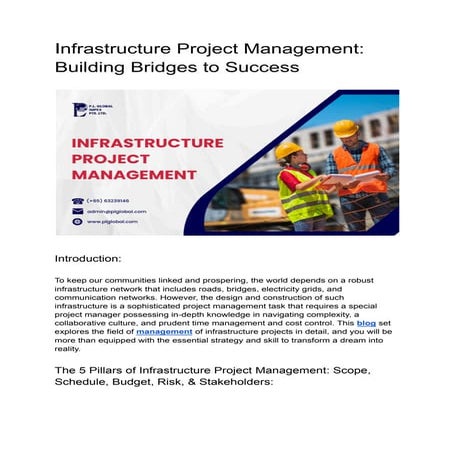 Infrastructure Project Management: Building Bridges to Success
