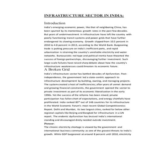 Infrastructure sector in india
