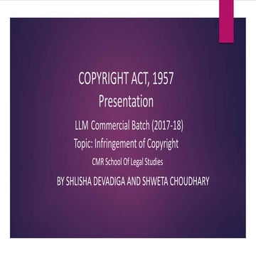Infringement of Copyright (Case Laws)