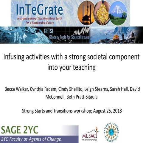 Infusing activities with a strong societal component into your teaching