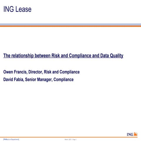 Ing Lease Uk - The relationship between Risk & Compliance and Data ...