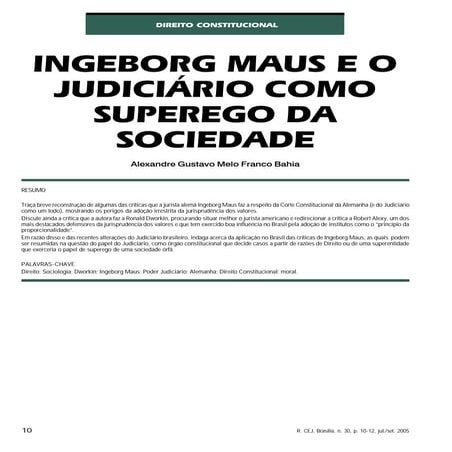 Ingeborg Maus e o Judiciário como Superego da Sociedade