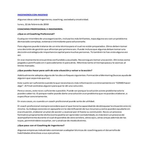 Ingenieros con ingenio   coaching para ingenieros