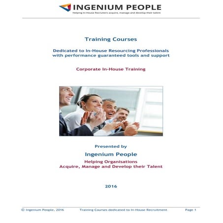 Ingenium People Training Brochure 2016