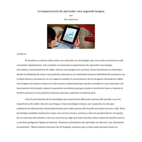 Importancia del Inglés en el mundo contemporáneo.