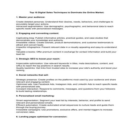 Top 10 Digital Sales Techniques to Dominate the Online Market: