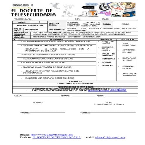 Planeación - Ingles I 2014 2015