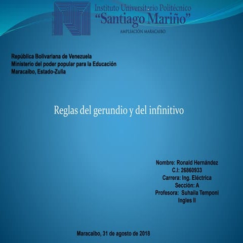 Trabajo de Ingles II Reglas del Gerundio e Infinitivo