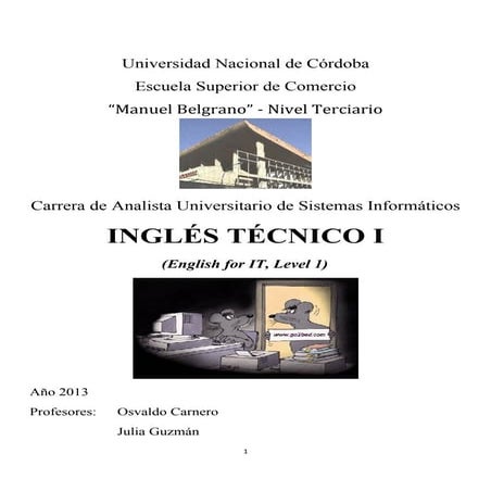 Ingles tecnico i para informática 2013  en oficio