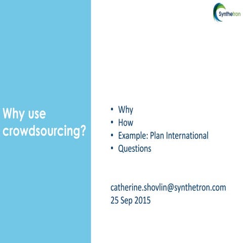 Crowdsourcing strategy for NGOs and large complex organisations