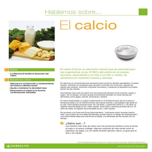 Ingredientes calcio