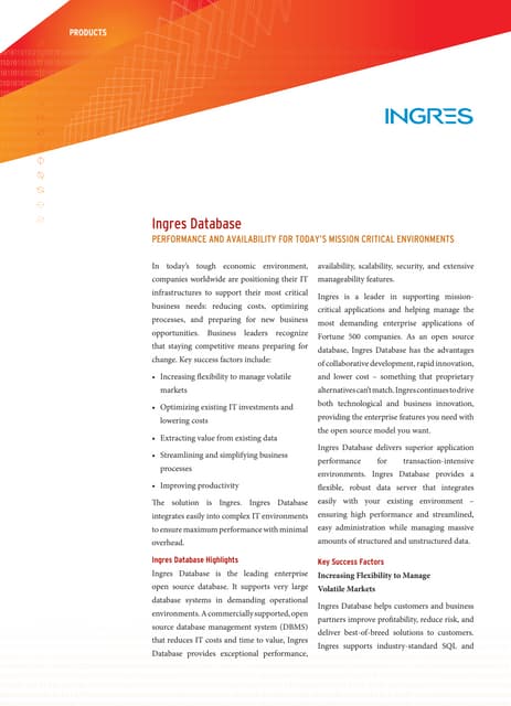 Actian/Ingres database 