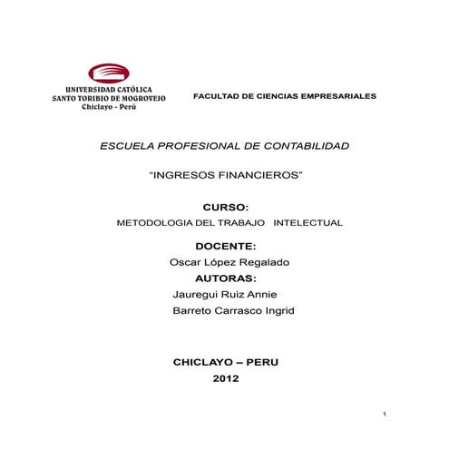 Ingresos financieros (1)