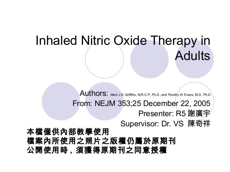 Inhaled nitric oxide therapy in adults