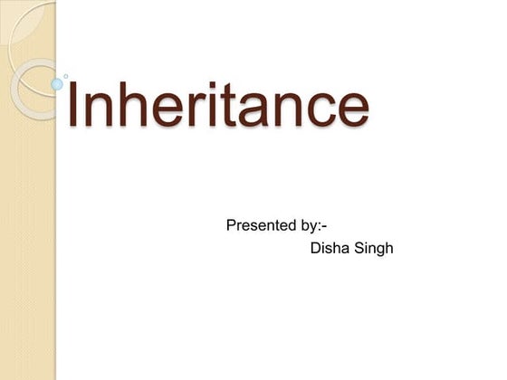 Inheritance in JAVA PPT | PPTX | Programming Languages | Computing
