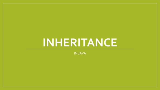 Inheritance In Java | PPTX