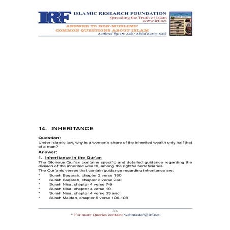 Inheritance by dr. zakir naik