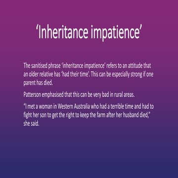 'Inheritance impatience' | PPTX
