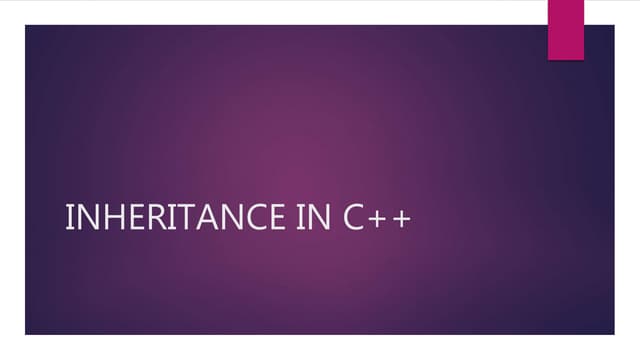 Inheritance in c++ | PPTX