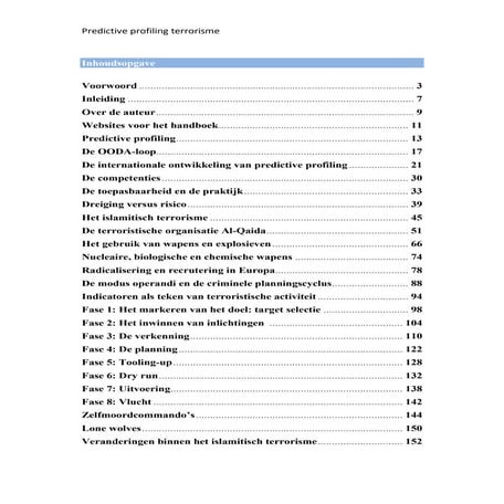 Inhoudsopgave Predictive profiling terrorisme | PDF