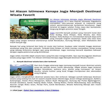 Ini alasan istimewa kenapa jogja menjadi destinasi wisata favorit