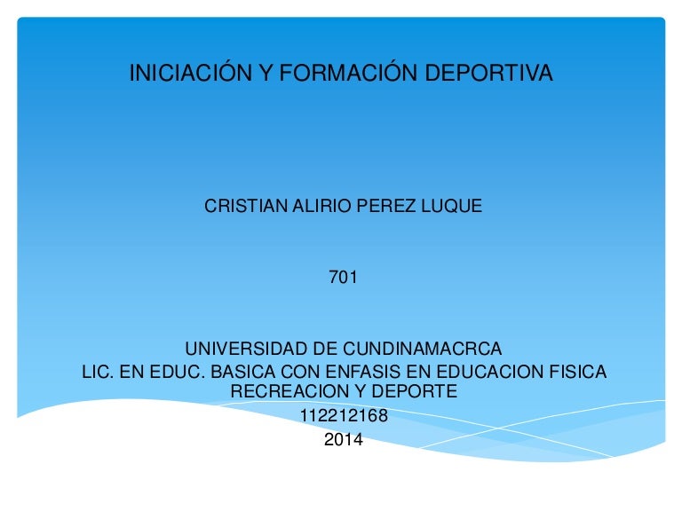 iniciación y formación deportiva