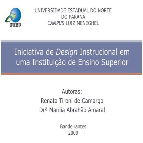 Iniciativa De Design Instrucional Em Uma  Instituição De Ensino Superior