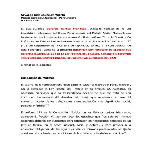 Que reforma el artículo 554 de la ley federal del trabajo