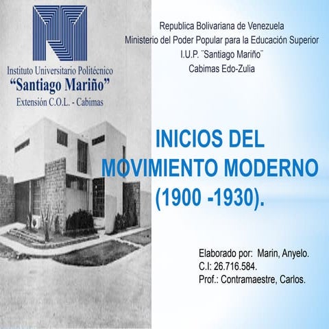 Inicios del movimiento moderno (1900  1930