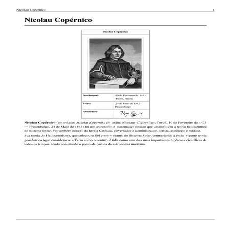 I nicolau copérnico