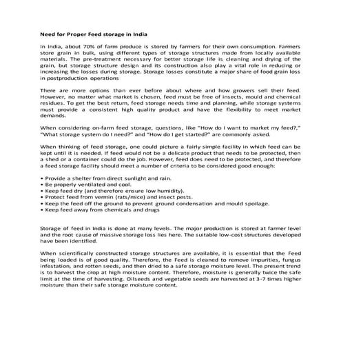 Need for proper Feed Storage in India