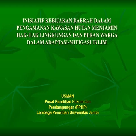 Inisiatif kebijakan daerah untuk redd