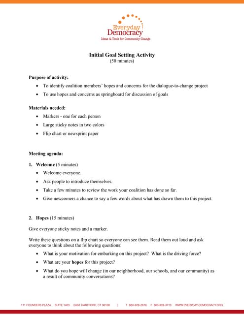 Initial Goal Setting Activity